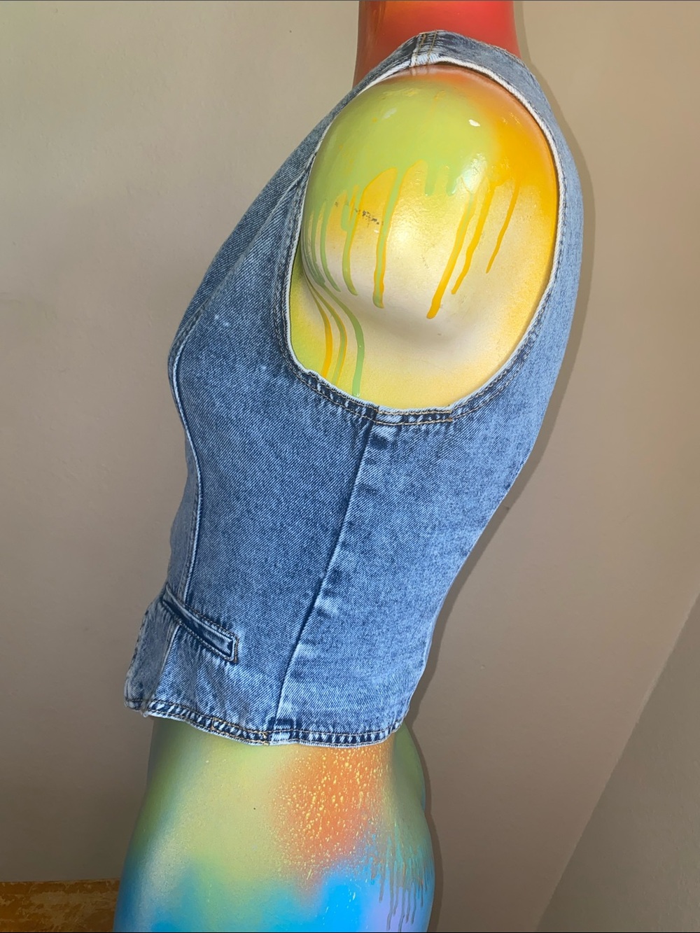 Vintage Blue Denim Vest | Free Spirit Hippie Boho  OutLaw Western Chic - Picture 4 of 9